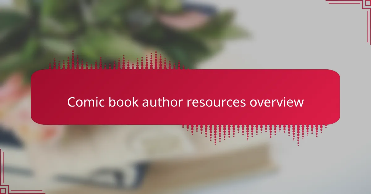 Comic book author resources overview