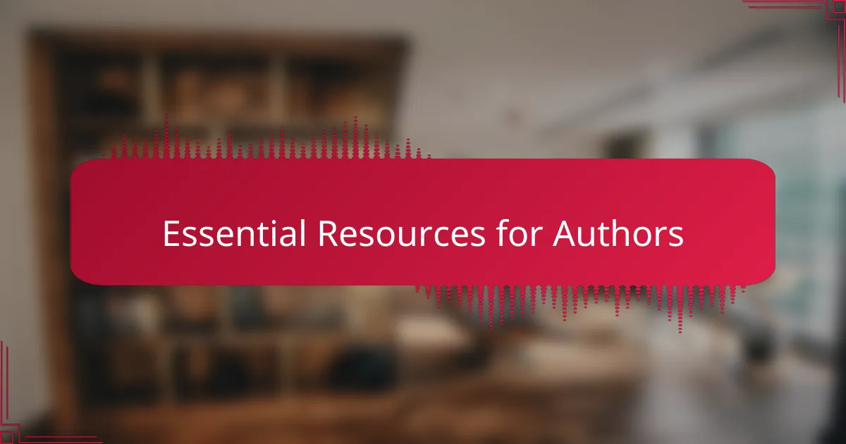 Essential Resources for Authors