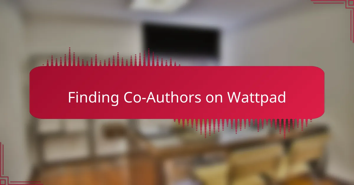 Finding Co-Authors on Wattpad
