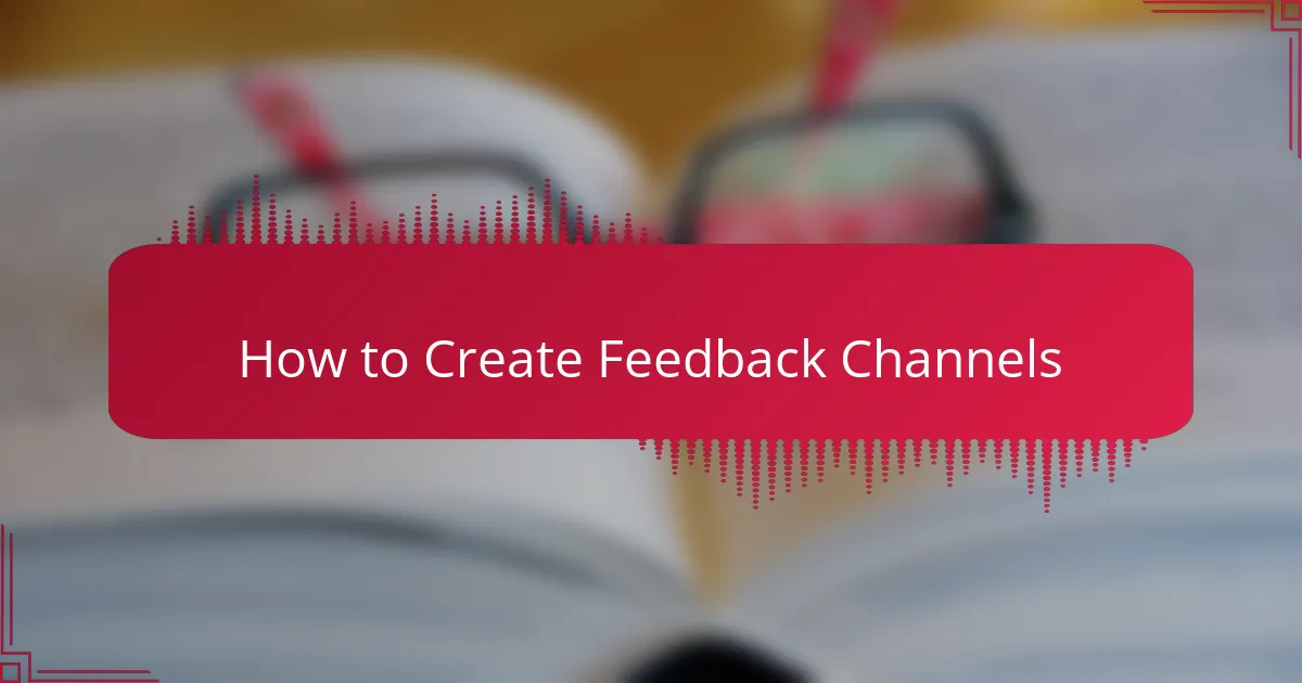 How to Create Feedback Channels