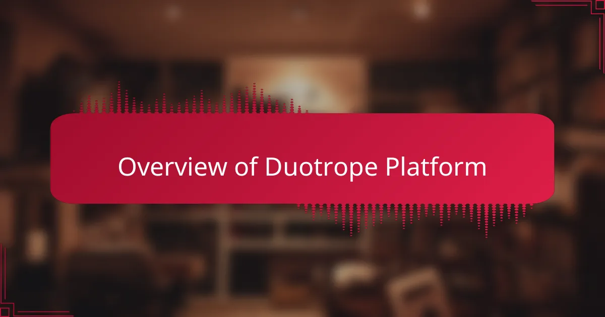 Overview of Duotrope Platform