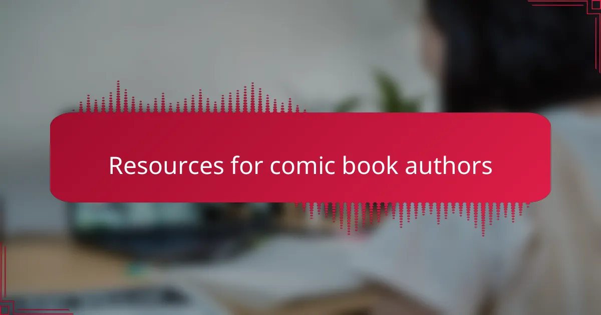 Resources for comic book authors