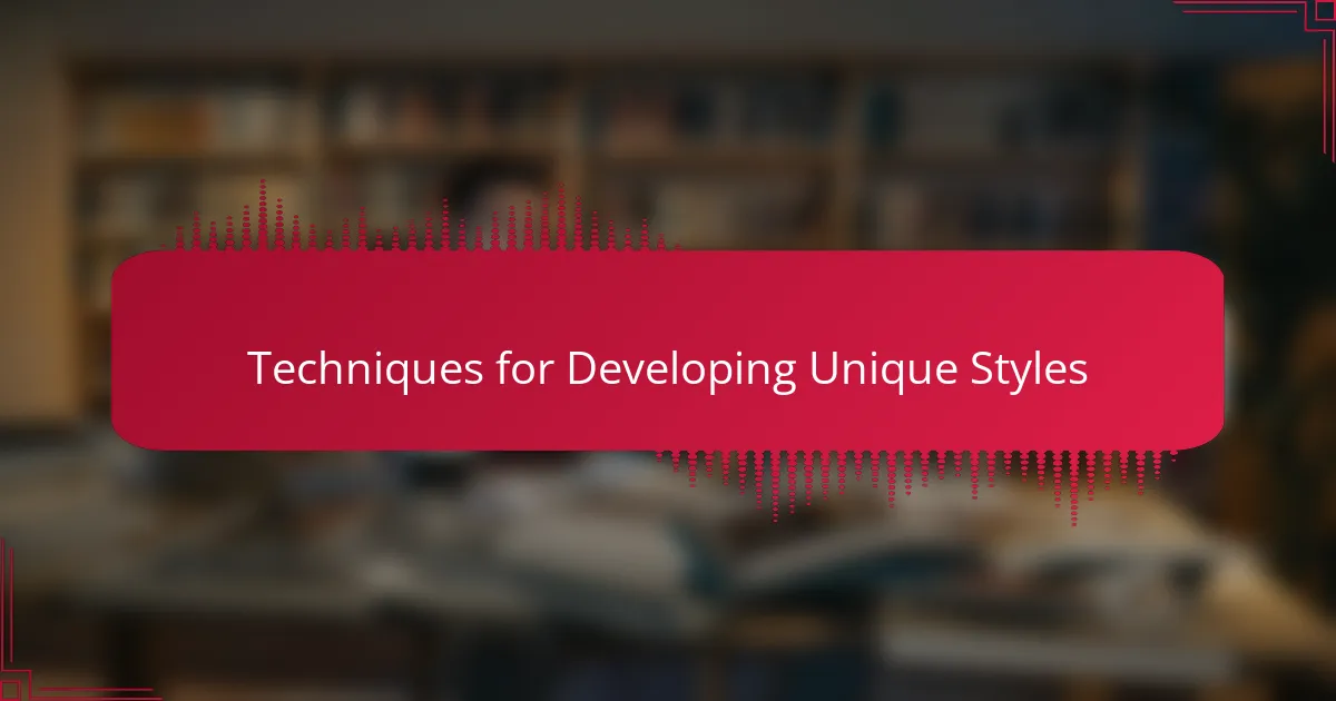 Techniques for Developing Unique Styles