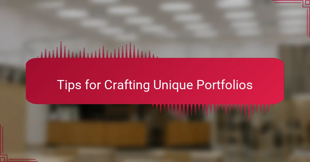 Tips for Crafting Unique Portfolios