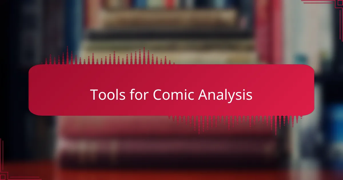 Tools for Comic Analysis